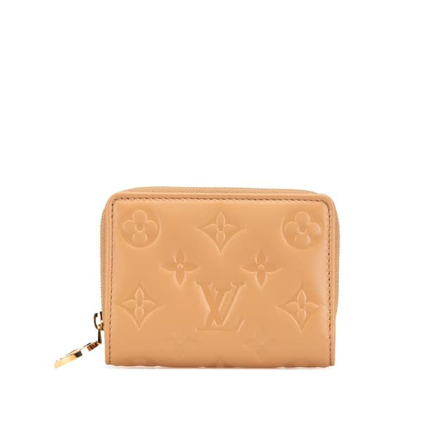 Pre-owned Louis Vuitton Monogram Embossed Coussin Lou Wallet Brown