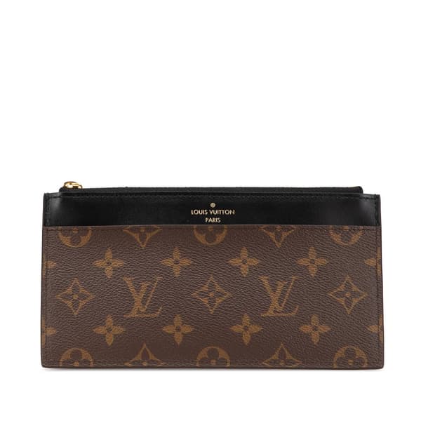 Pre-owned Louis Vuitton Monogram Slim Purse Brown