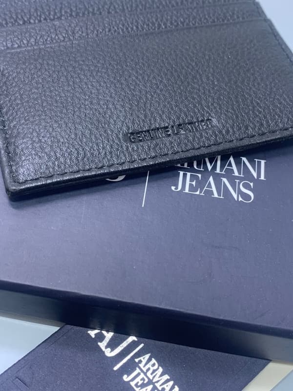 NEW MEN ARMANI BLACK LEATHER CARDHOLDER STYLE 06V2R