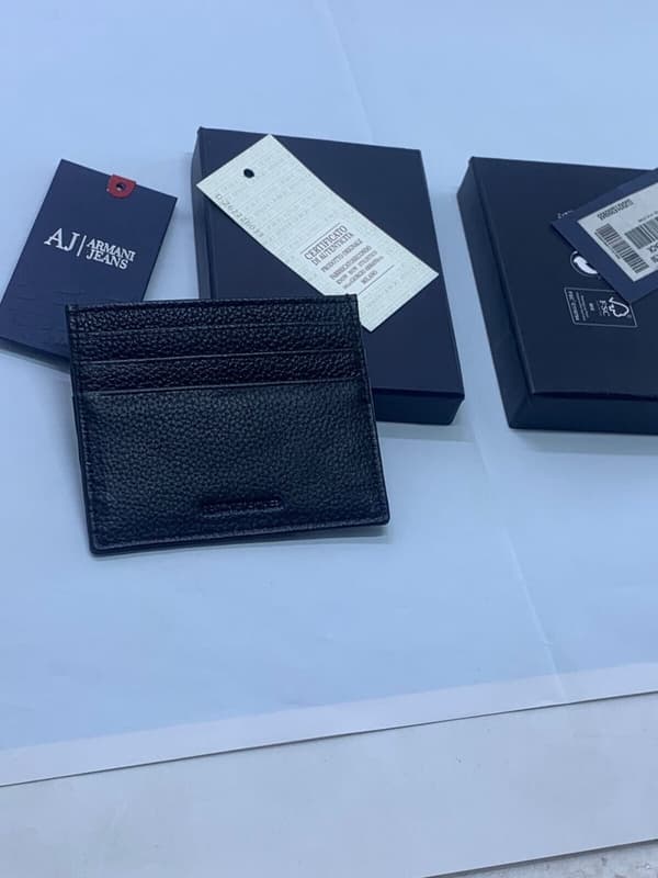 NEW MEN ARMANI BLACK LEATHER CARDHOLDER STYLE 06V2R