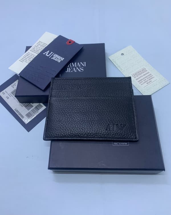 NEW MEN ARMANI BLACK LEATHER CARDHOLDER STYLE 06V2R