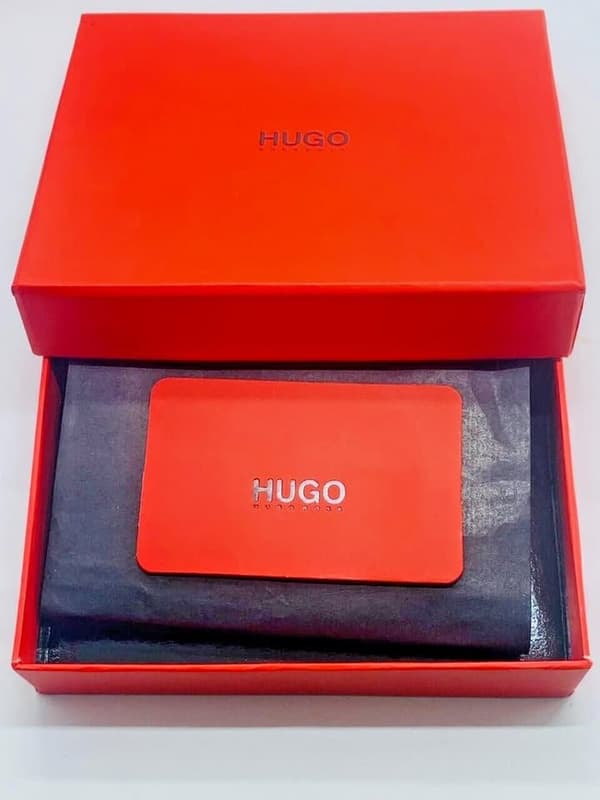 NEW MEN HUGO BY HUGO BOSS VICTORIAN L4CC BIFOLD BLACK LEATHER WALLET COIN POCKET
