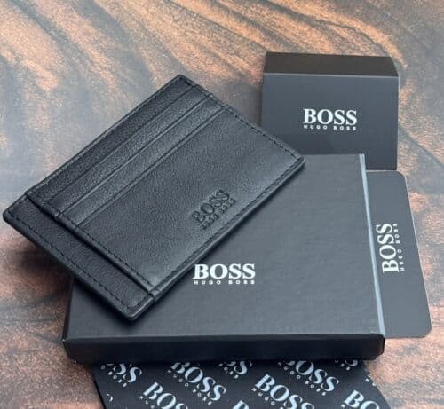 HUGO BOSS Black Genuine Leather Card Holder With 09 Card Slots |