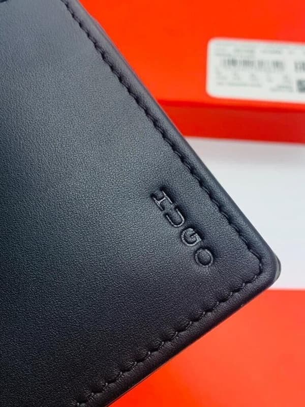 NEW MEN HUGO BY HUGO BOSS SUBWAY 4CC BIFOLD BLACK LEATHER WALLET COIN POCKET
