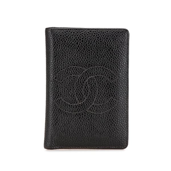 Pre-owned Chanel CC Caviar Card Holder Black