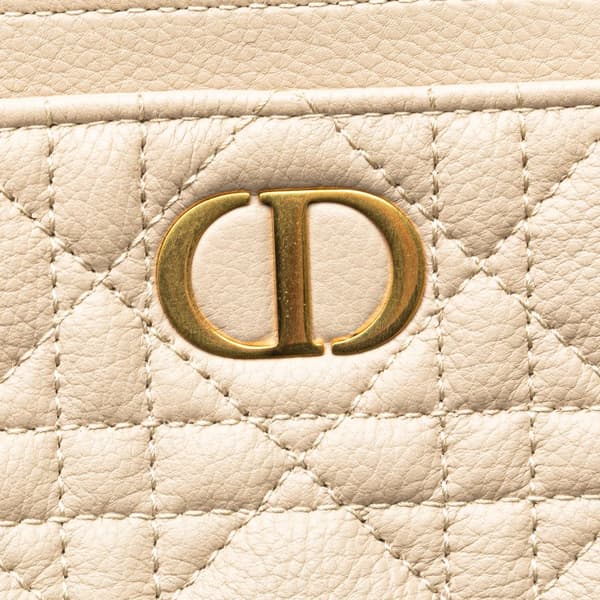 Pre-owned Dior Calfskin Cannage Supple Caro Lavender Wallet Pink