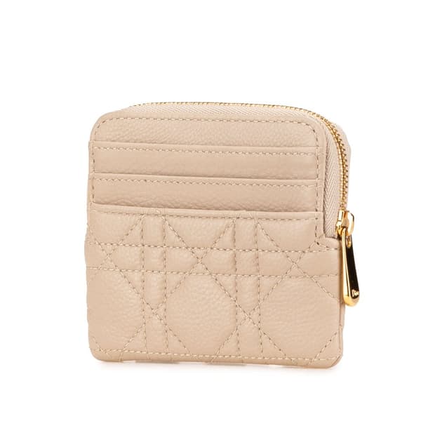 Pre-owned Dior Calfskin Cannage Supple Caro Lavender Wallet Pink