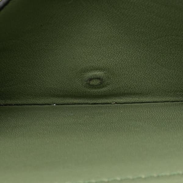 Pre-owned LOEWE Grained Calfskin Anagram Compact Flap Wallet Green