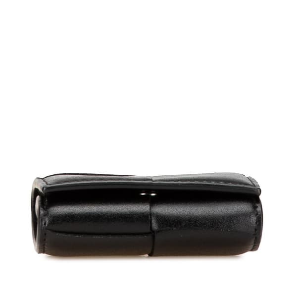Pre-owned Bottega Veneta Leather Intreccio Cassette Folded Coin Purse Black