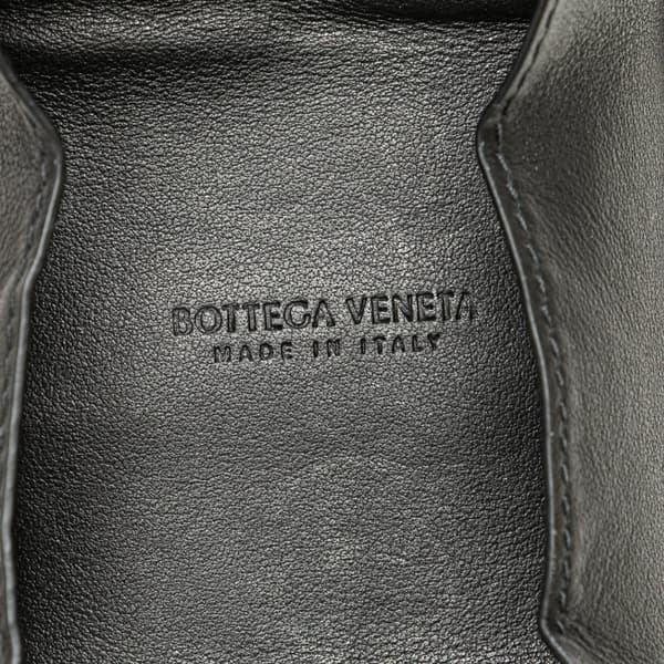Pre-owned Bottega Veneta Leather Intreccio Cassette Folded Coin Purse Black