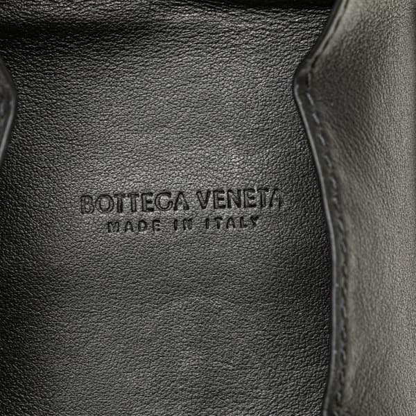 Pre-owned Bottega Veneta Leather Intreccio Cassette Folded Coin Purse Black