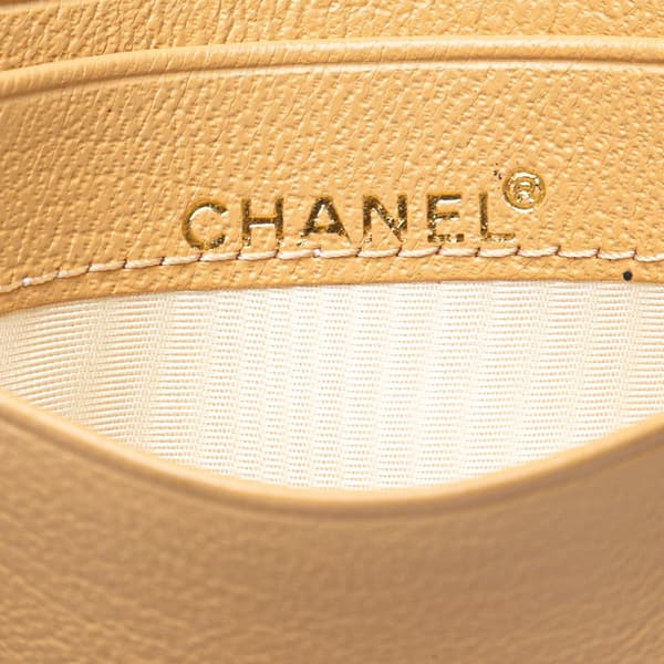 Pre-owned Chanel CC Calfskin Card Holder Yellow