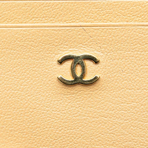 Pre-owned Chanel CC Calfskin Card Holder Yellow
