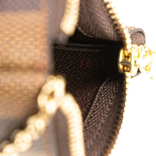 Pre-owned Louis Vuitton Damier Ebene Pochette Cles Brown