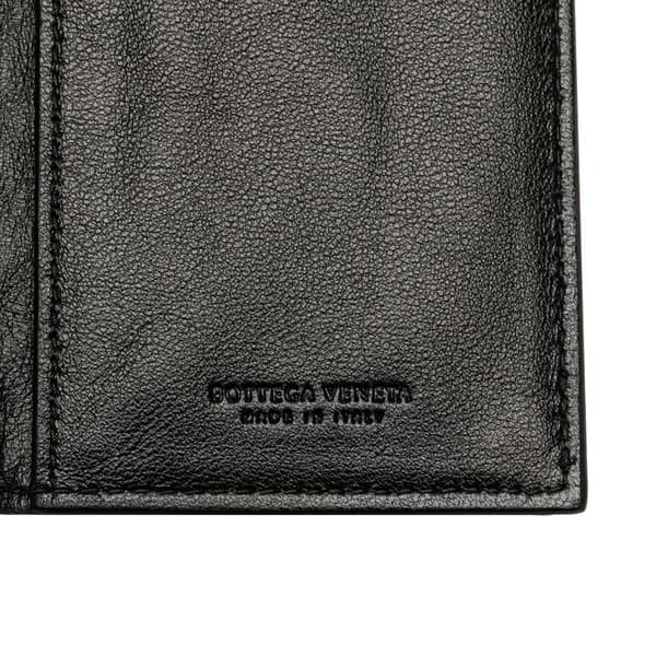 Pre-owned Bottega Veneta Nappa Intrecciato Bifold Card Case Black