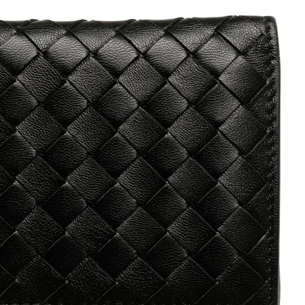 Pre-owned Bottega Veneta Nappa Intrecciato Bifold Card Case Black