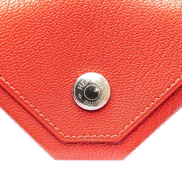 Pre-owned Hermès Chevre Le Vin Quatre Coin Purse Red