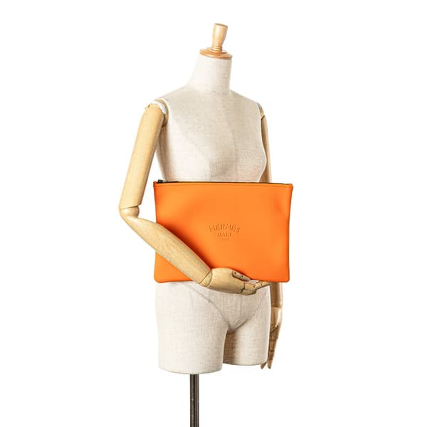 Pre-owned Hermès Large Neoprene Neobain Case Orange