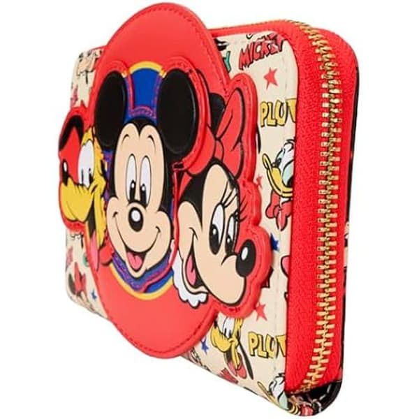 Portfölj - LOUNGEFLY - Mickey och Vänner - Vegetabiliskt läder - 4 kortfack - Dragkedja