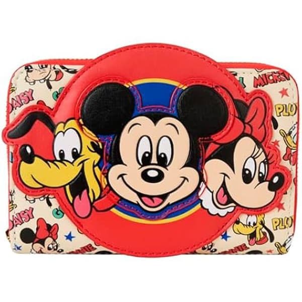 Portfölj - LOUNGEFLY - Mickey och Vänner - Vegetabiliskt läder - 4 kortfack - Dragkedja
