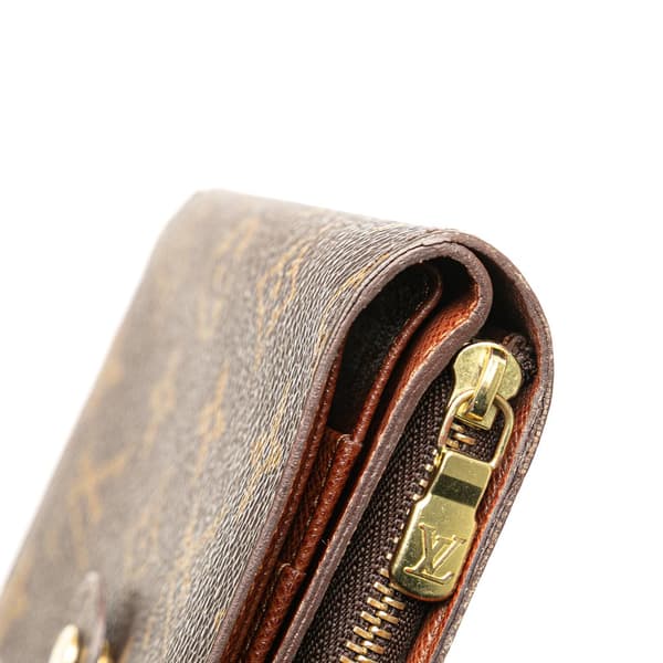 Pre-owned Louis Vuitton Monogram Porte-Papier Zipped Wallet Brown