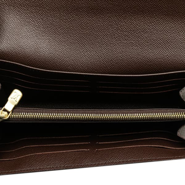 Pre-owned Louis Vuitton Damier Ebene Sarah Wallet Brown