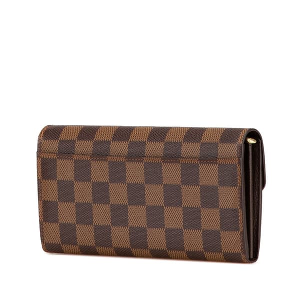 Pre-owned Louis Vuitton Damier Ebene Sarah Wallet Brown