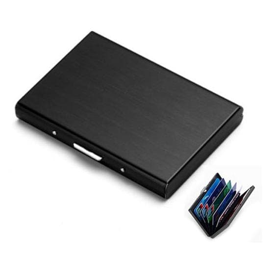 Card holder with compartment - Protects RFID - metal - wallet