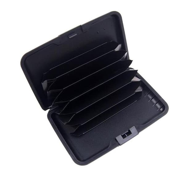 Card holder with compartment - Protects RFID - metal - wallet
