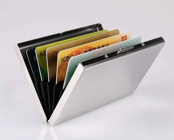Card holder with compartment - Protects RFID - metal - wallet