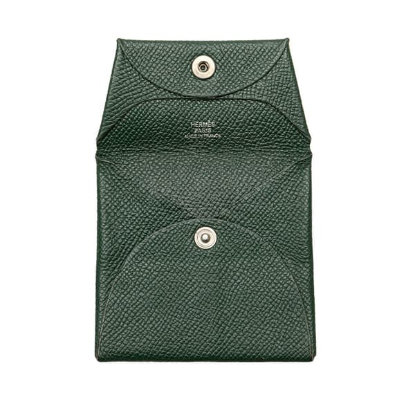 Pre-owned Hermès Epsom Bastia Coin Pouch Green