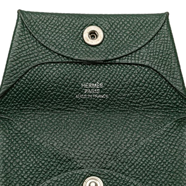 Pre-owned Hermès Epsom Bastia Coin Pouch Green