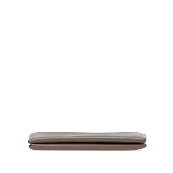 Pre-owned Hermès Epsom Calvi Card Holder Brown