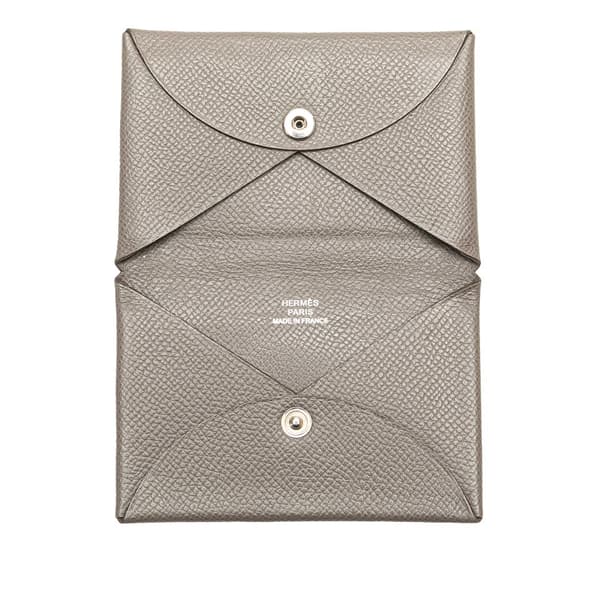 Pre-owned Hermès Epsom Calvi Card Holder Brown