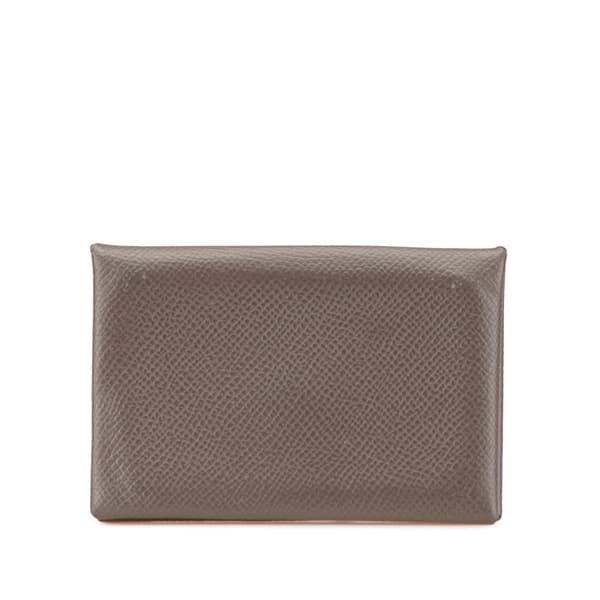 Pre-owned Hermès Epsom Calvi Card Holder Brown