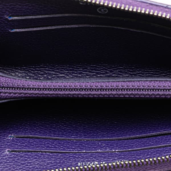 Pre-owned Chanel Quilted Calfskin Button CC Zip Around Wallet Purple