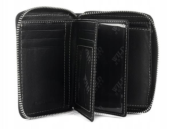 Läderplånbok RFiD vertikal stor blixtlåsförsedd premium naturläder Beltimore