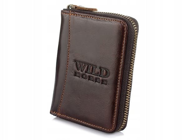 Läderplånbok RFiD vertikal stor blixtlåsförsedd premium naturläder Beltimore