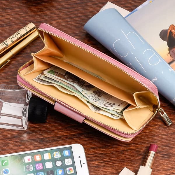 Stor damepung med lynlås, rummelig clutch-taske