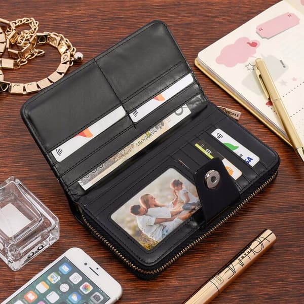 Naisten iso vetoketjullinen lompakko, tilava clutch-laukku