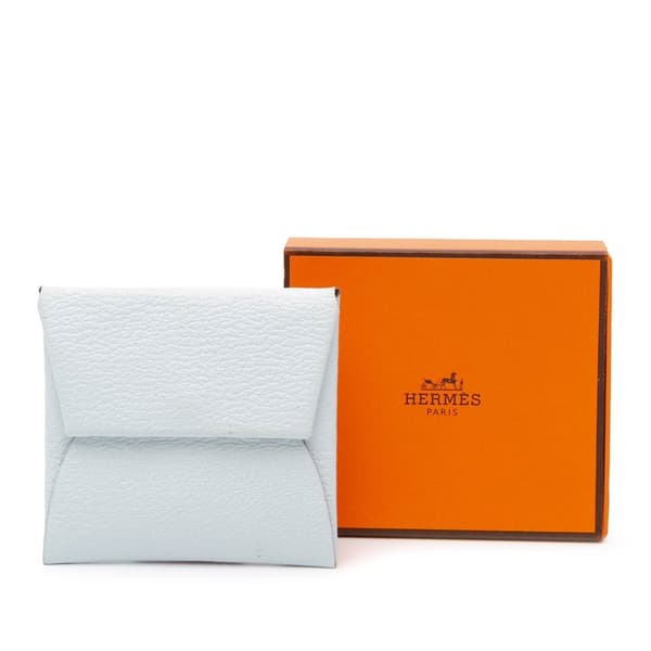 Pre-owned Hermès Chevre Mysore Bastia Coin Pouch White