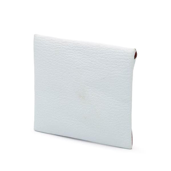 Pre-owned Hermès Chevre Mysore Bastia Coin Pouch White