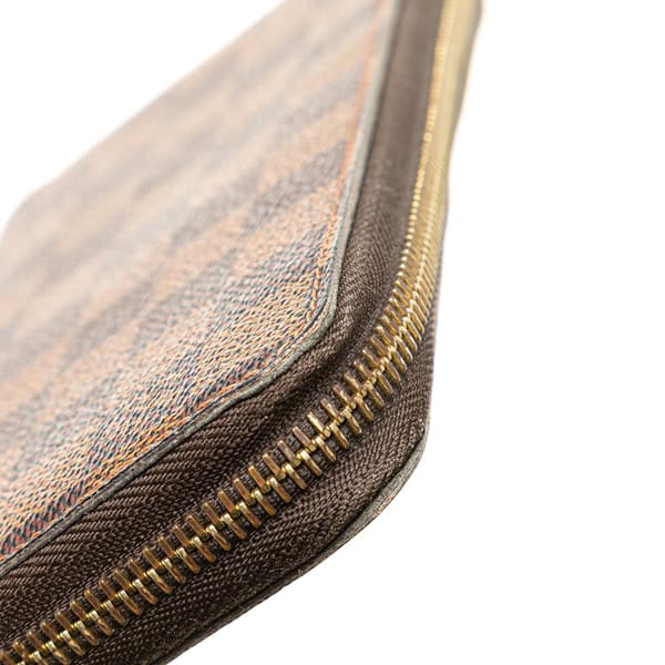 Pre-owned Louis Vuitton Damier Ebene Zippy Long Wallet Brown