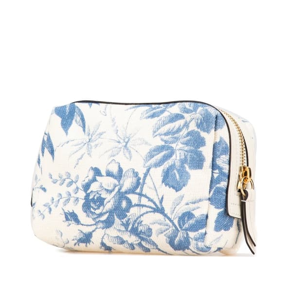 Pre-owned Gucci Herbarium Canvas Pouch White