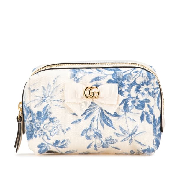 Pre-owned Gucci Herbarium Canvas Pouch White