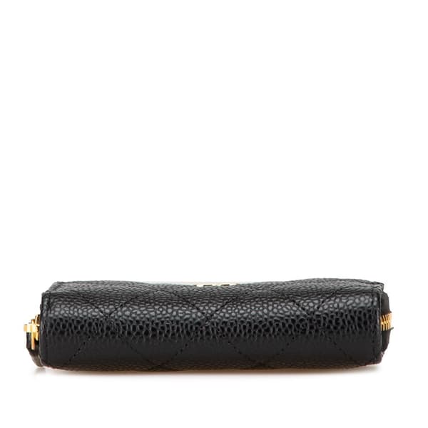 Pre-owned Chanel CC Quilted Caviar Zip Coin Purse Black
