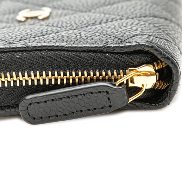 Pre-owned Chanel CC Quilted Caviar Zip Coin Purse Black