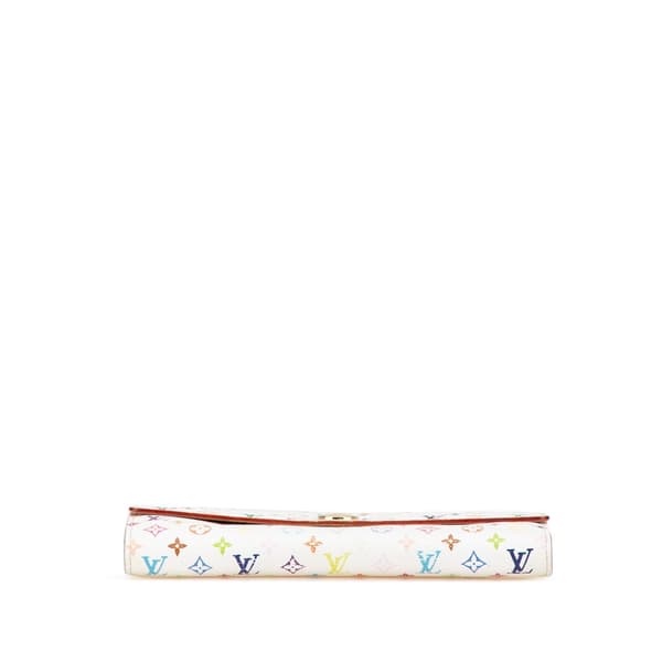 Pre-owned Louis Vuitton Monogram Multicolore Sarah Long Wallet White
