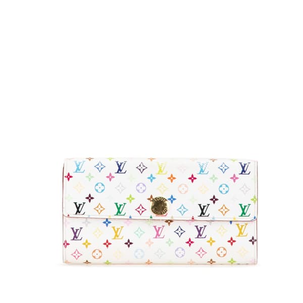 Pre-owned Louis Vuitton Monogram Multicolore Sarah Long Wallet White