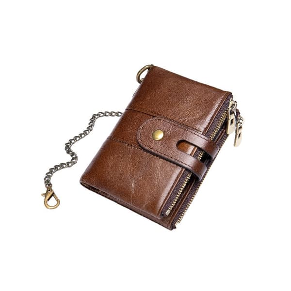 INF RFID-blokkerende vintage kjede lommebok for menn Brun